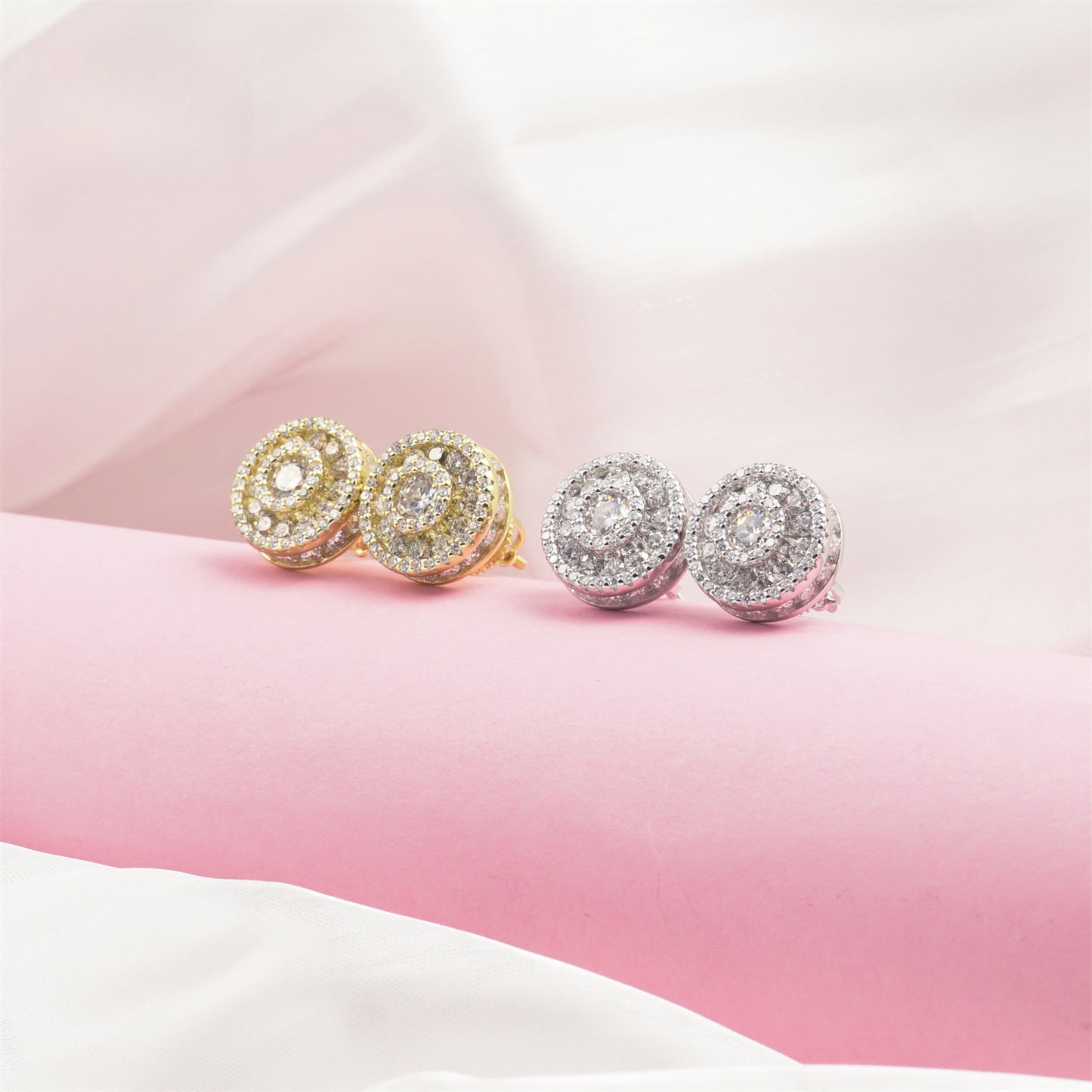 S925 Round Synthetic Moissanite Hip Hop Bling Out Circular Stud Earrings Birthday Anniversary Valentine's Day Gifts for Men Women