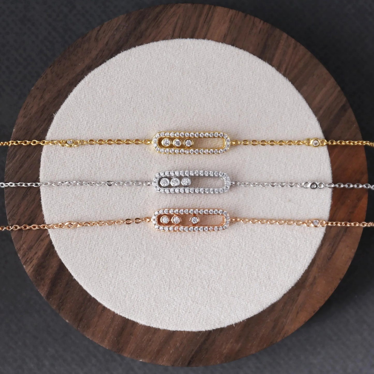 Fashionable Pave Move Bracelet, Classic Pave Charm Bracelet, Minimalist bracelet for women, Birthday Gift