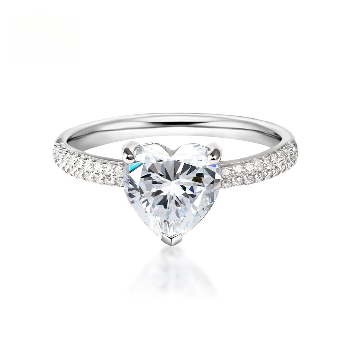 Heart Ring D Color VVS Synthetic Moissanite S925 Bling Ring Lady Women Perfect for Any Occasion & Everyday Wear Birthday Anniversary Engagement Wedding Gifts