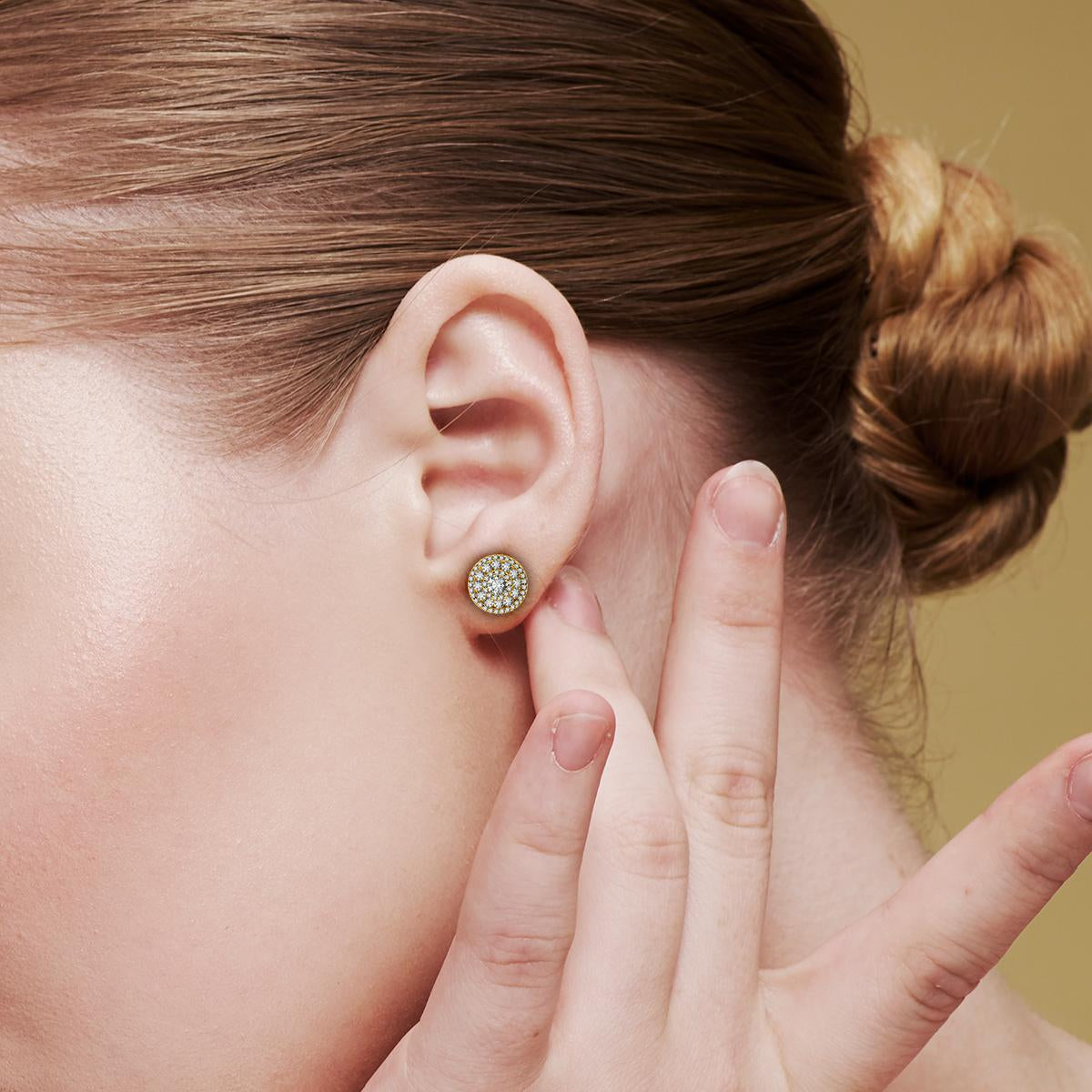 S925 Round Synthetic Moissanite Hip Hop Bling Out Circular Stud Earrings Birthday Anniversary Valentine's Day Gifts for Men Women