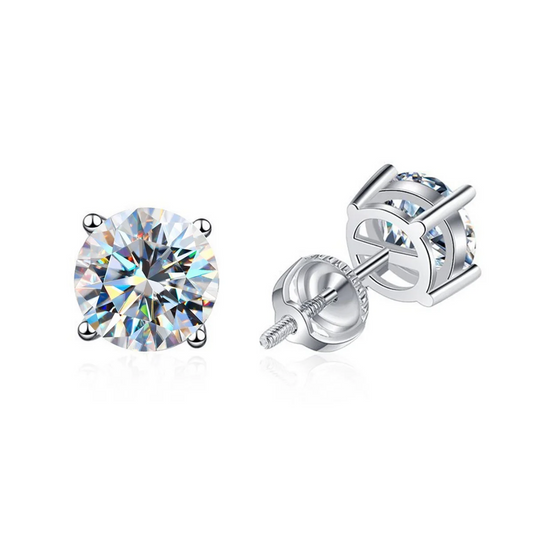 Moissanite Stud Earrings 925 Sterling Silver stud for Women Men 0.5ct-2ct