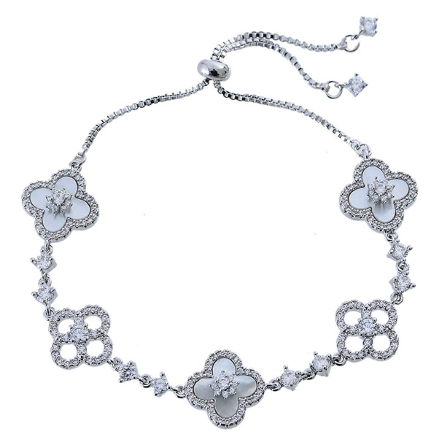 Vintage Clover Bracelet Pink Shell With Micro-Inlaid Zircon Hollow High-End Luxury Hand Jewelry For Women