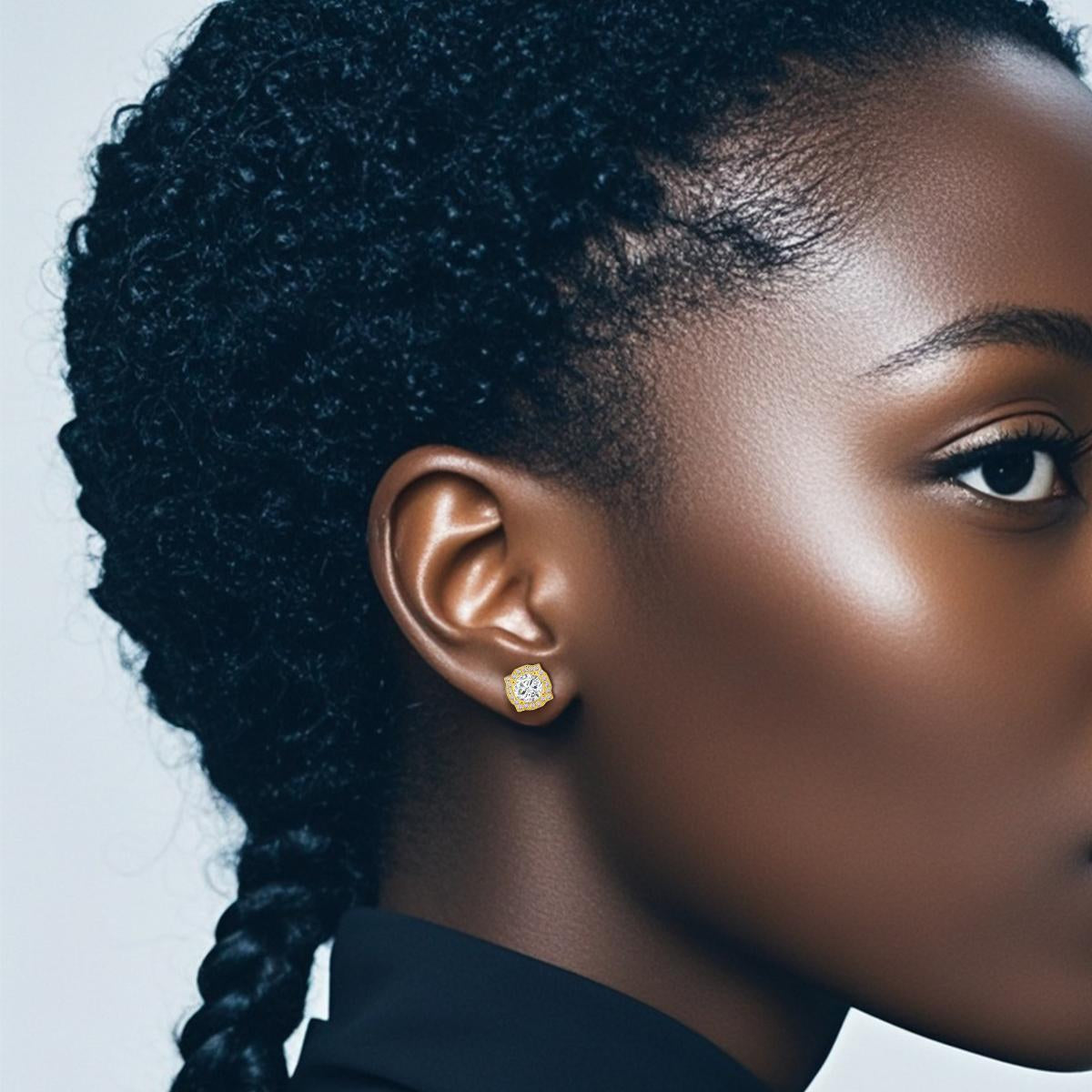 S925 Round Synthetic Moissanite Luxury Stud Earrings Valentine's Day Gift For Men Women