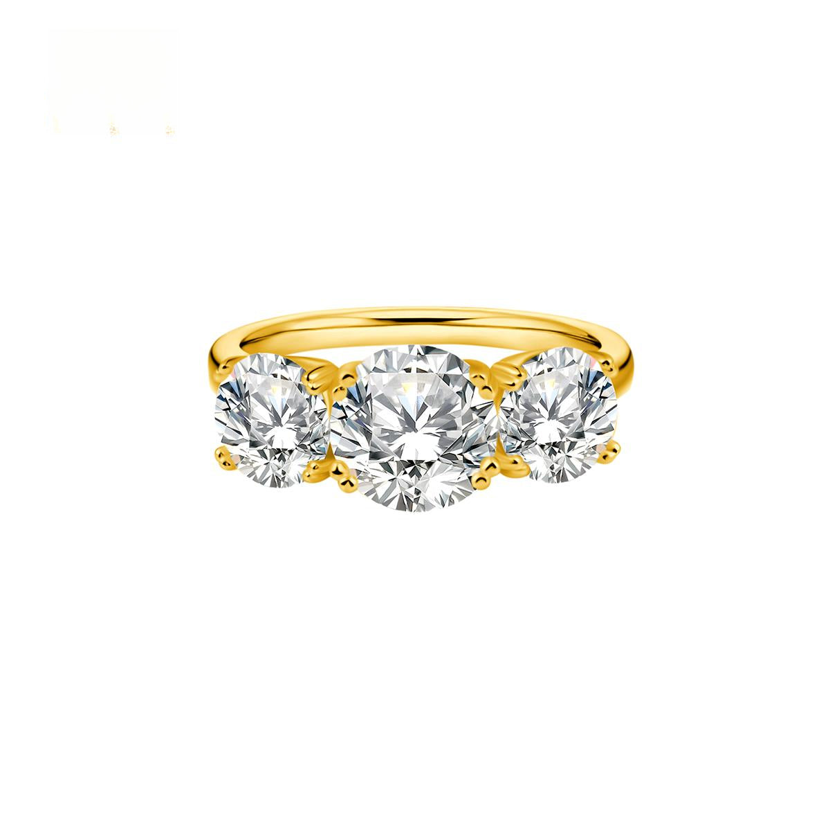 S925 Round Cut VVS Synthetic Moissanite Three-Stone Prong Engagement Ring