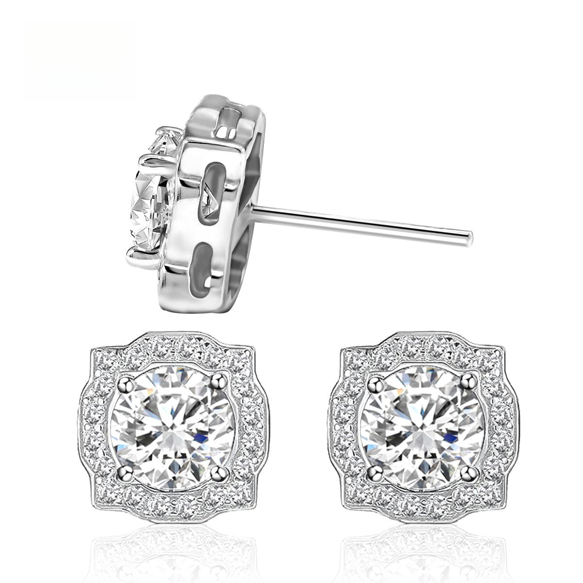 S925 Round Synthetic Moissanite Luxury Stud Earrings Valentine's Day Gift For Men Women