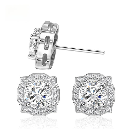 S925 Round Synthetic Moissanite Luxury Stud Earrings Valentine's Day Gift For Men Women