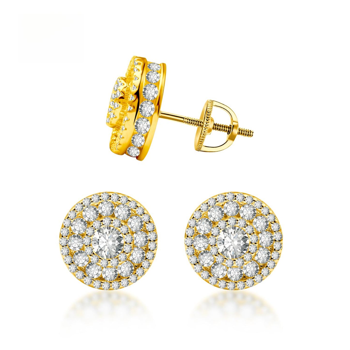 S925 Round Synthetic Moissanite Hip Hop Bling Out Circular Stud Earrings Birthday Anniversary Valentine's Day Gifts for Men Women