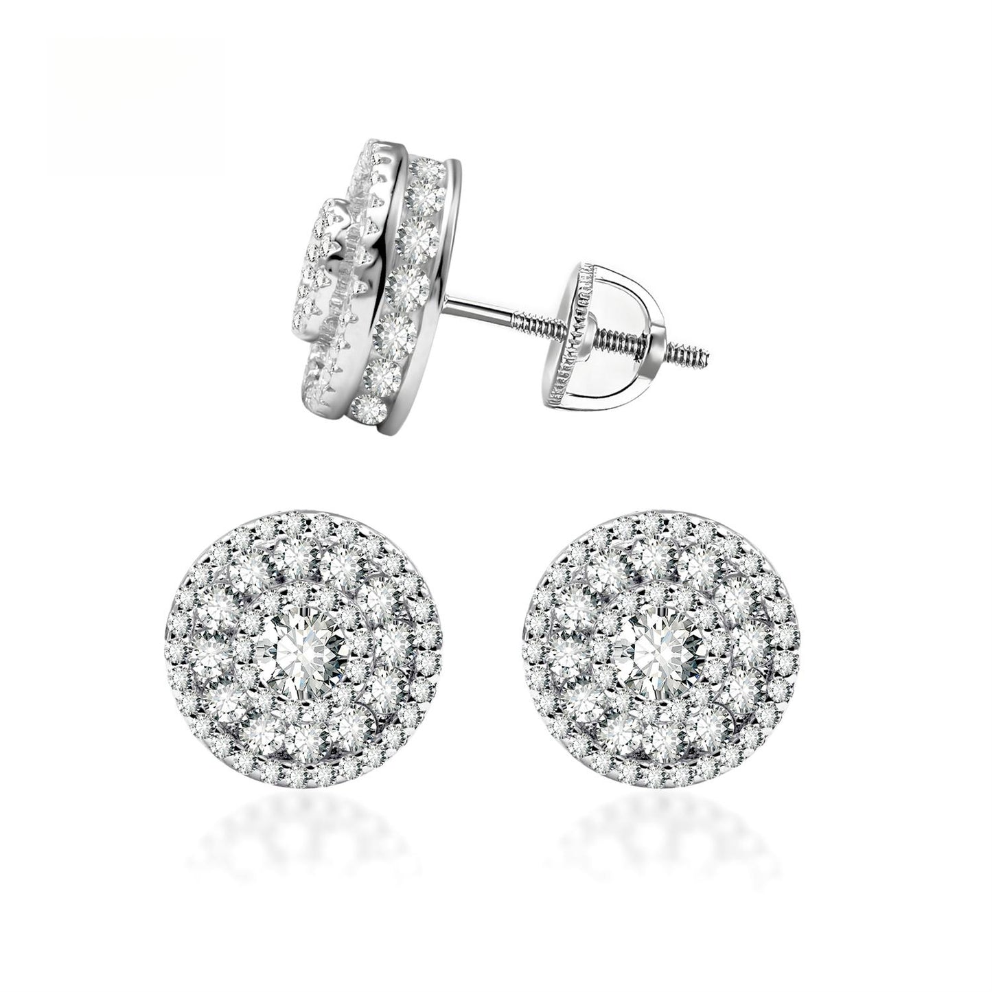 S925 Round Synthetic Moissanite Hip Hop Bling Out Circular Stud Earrings Birthday Anniversary Valentine's Day Gifts for Men Women