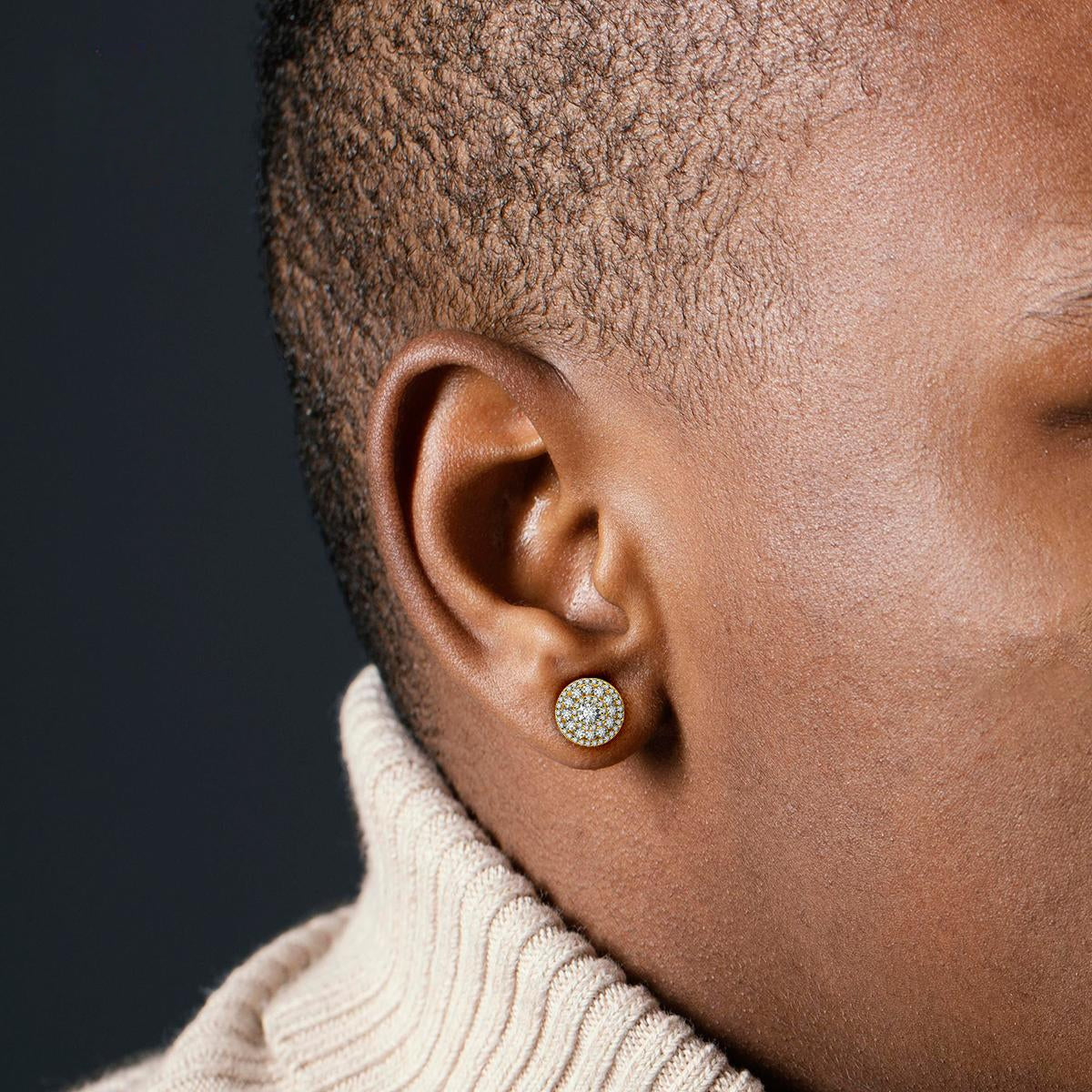 S925 Round Synthetic Moissanite Hip Hop Bling Out Circular Stud Earrings Birthday Anniversary Valentine's Day Gifts for Men Women