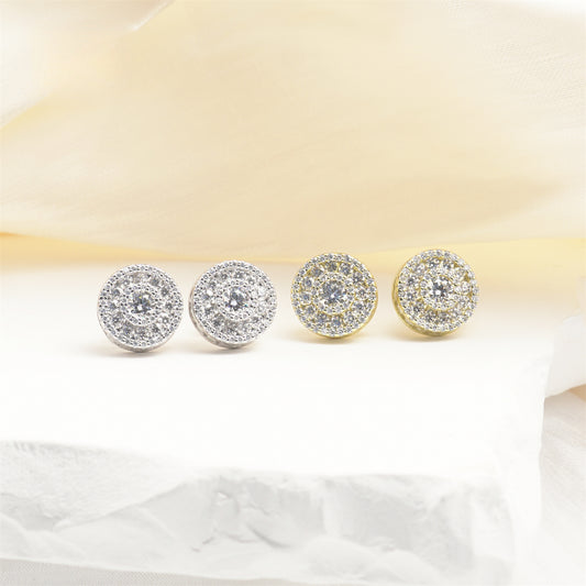 S925 Round Synthetic Moissanite Hip Hop Bling Out Circular Stud Earrings Birthday Anniversary Valentine's Day Gifts for Men Women