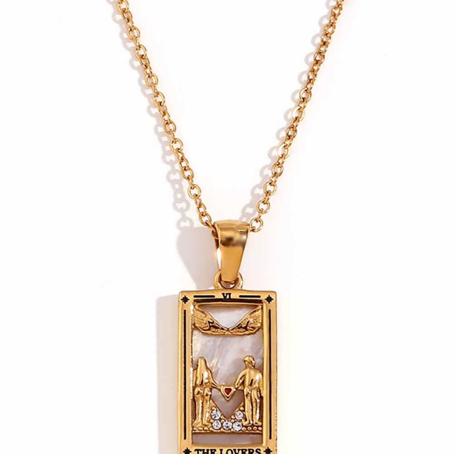 Tarot Card Necklace Queen Lover Knight Moon Necklace Tarnish Free Stainless Steel Jewelry Tarot Cards Pendant