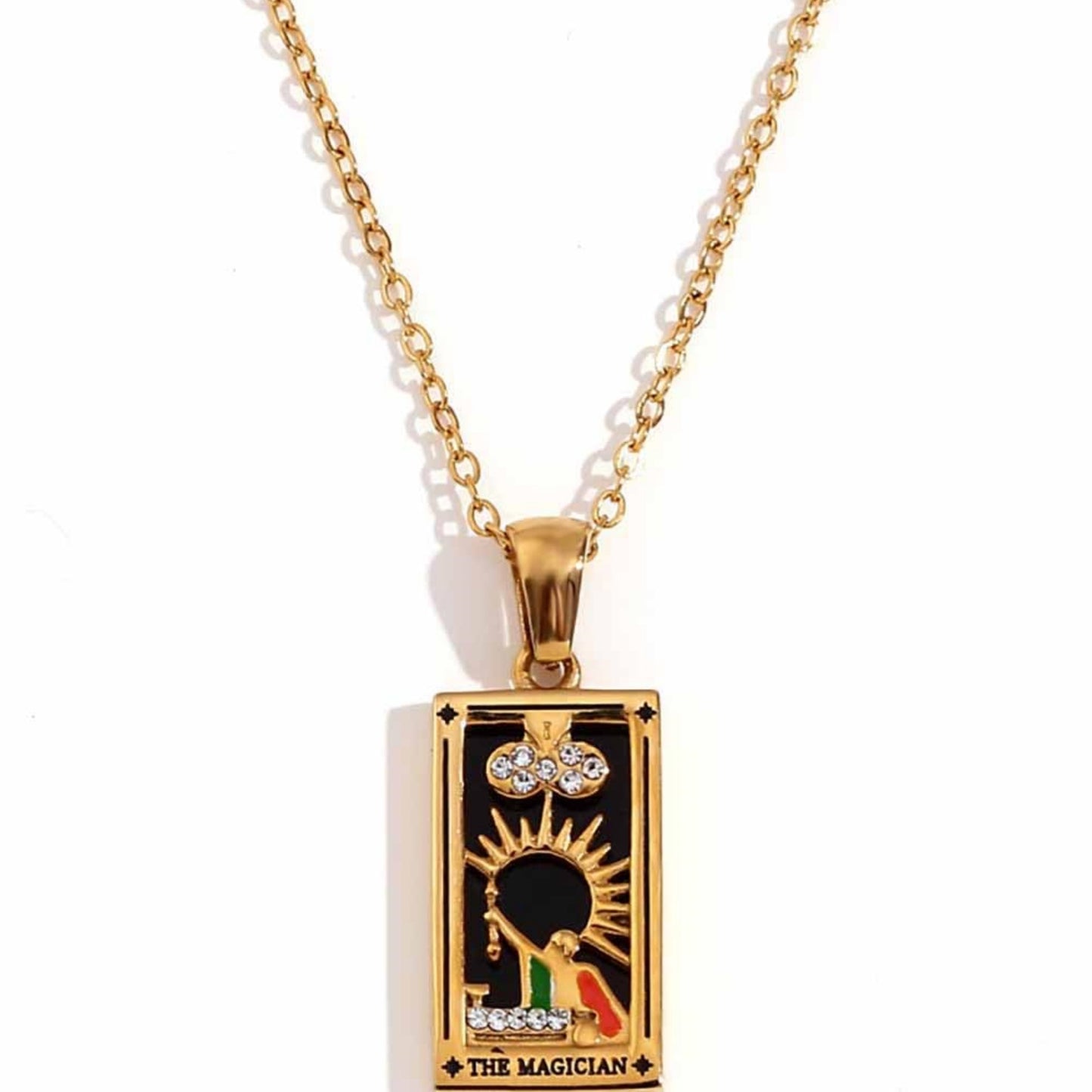 Tarot Card Necklace Queen Lover Knight Moon Necklace Tarnish Free Stainless Steel Jewelry Tarot Cards Pendant
