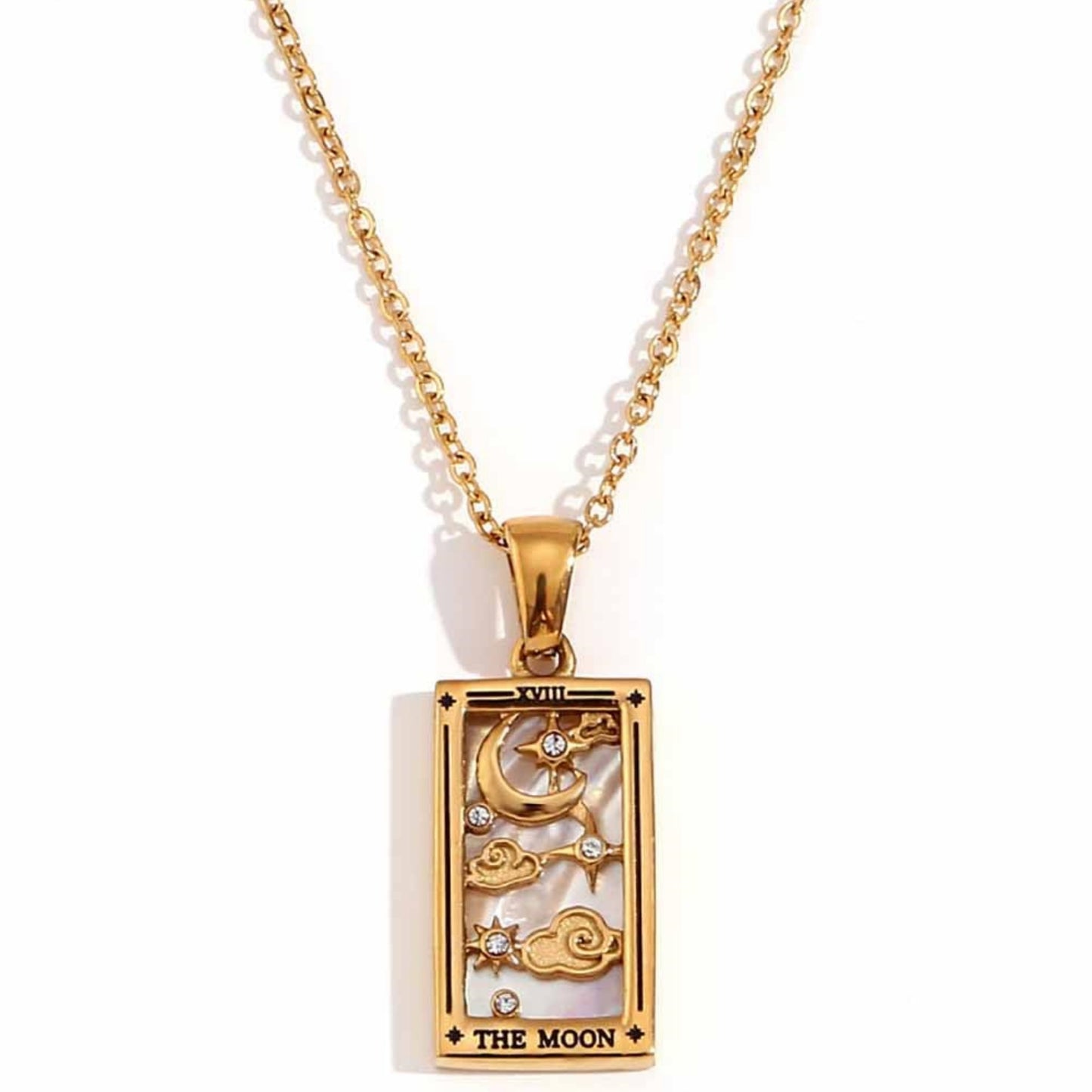 Tarot Card Necklace Queen Lover Knight Moon Necklace Tarnish Free Stainless Steel Jewelry Tarot Cards Pendant