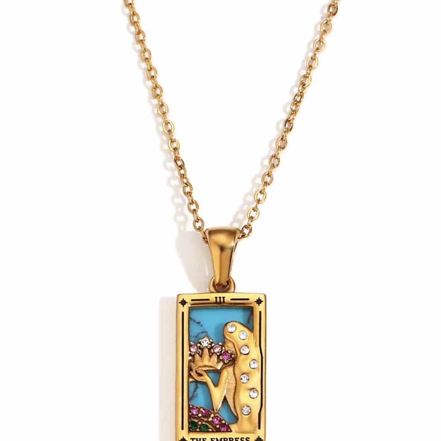 Tarot Card Necklace Queen Lover Knight Moon Necklace Tarnish Free Stainless Steel Jewelry Tarot Cards Pendant