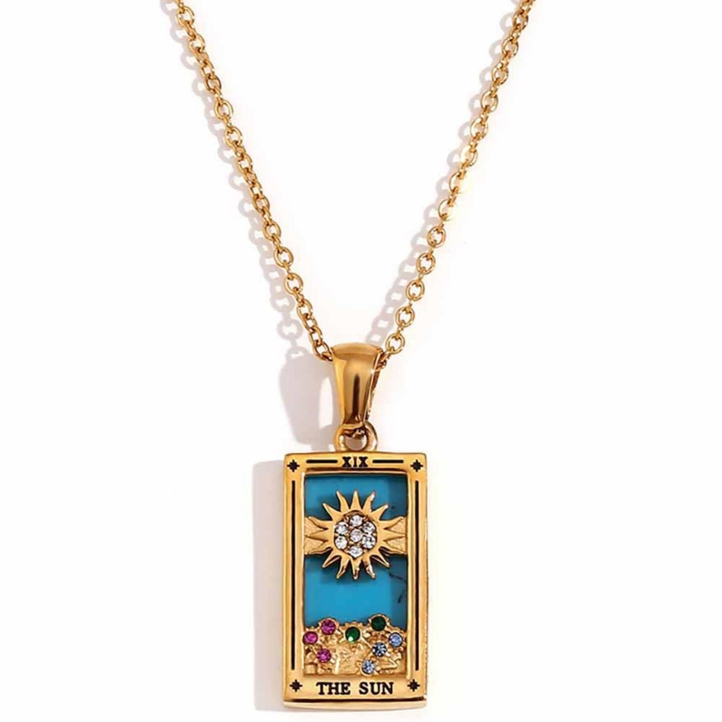 Tarot Card Necklace Queen Lover Knight Moon Necklace Tarnish Free Stainless Steel Jewelry Tarot Cards Pendant