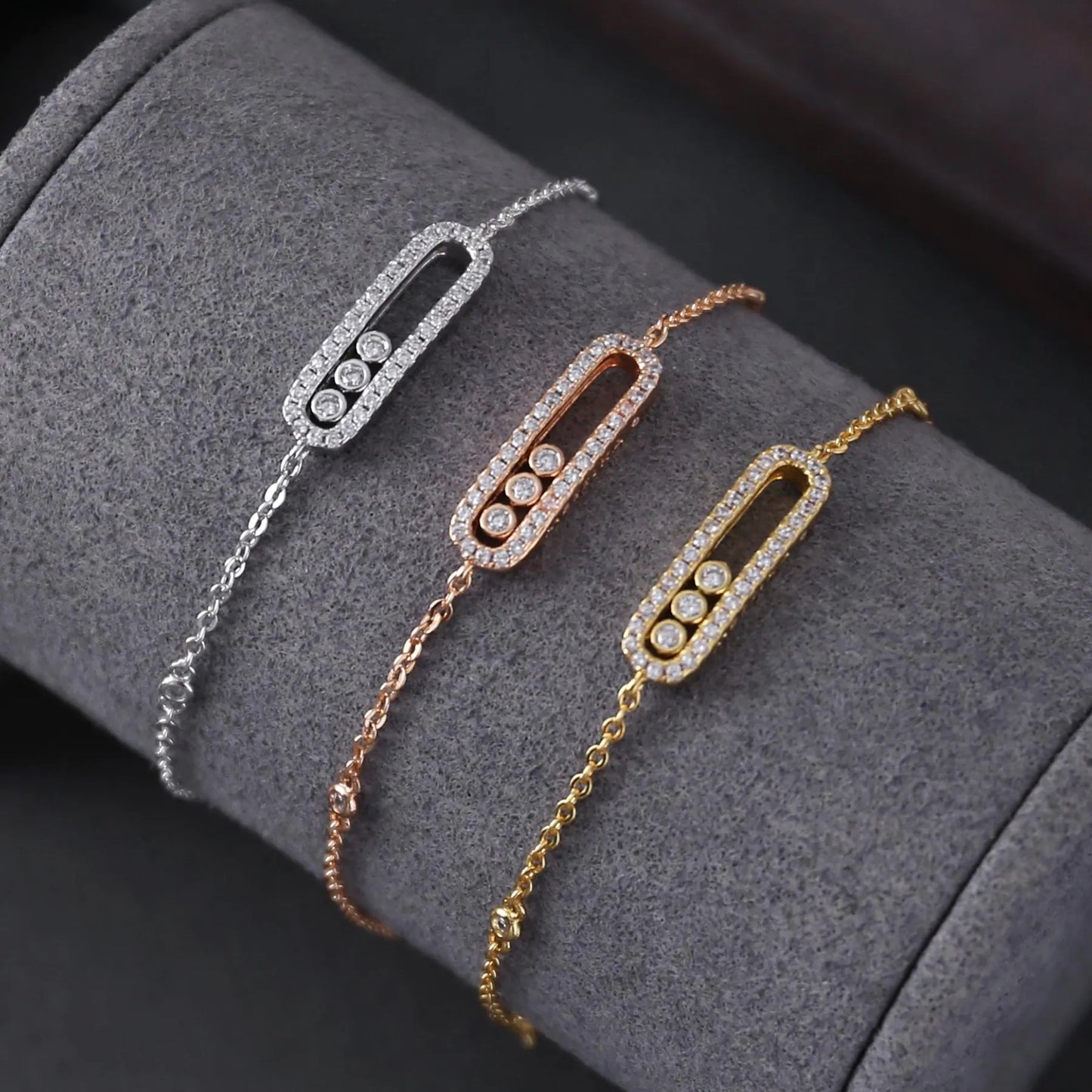 Fashionable Pave Move Bracelet, Classic Pave Charm Bracelet, Minimalist bracelet for women, Birthday Gift