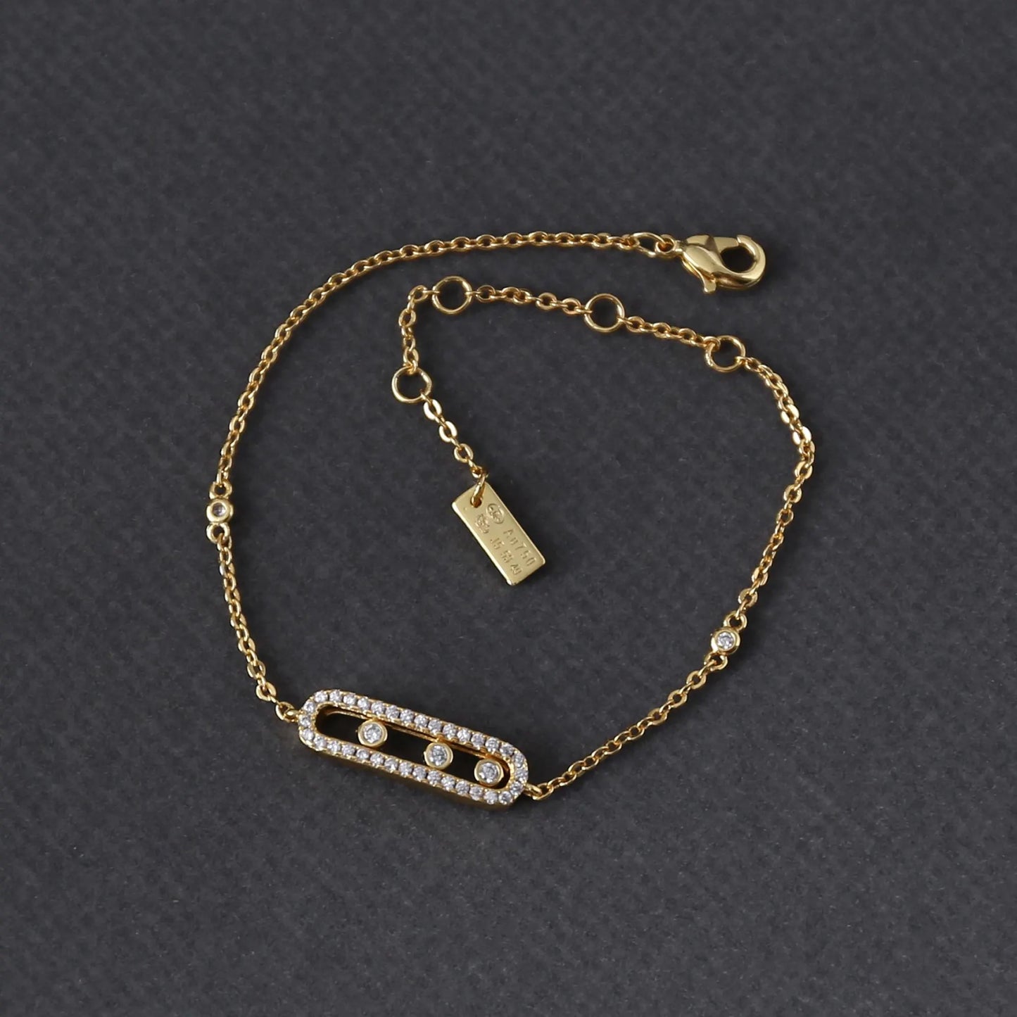 Fashionable Pave Move Bracelet, Classic Pave Charm Bracelet, Minimalist bracelet for women, Birthday Gift