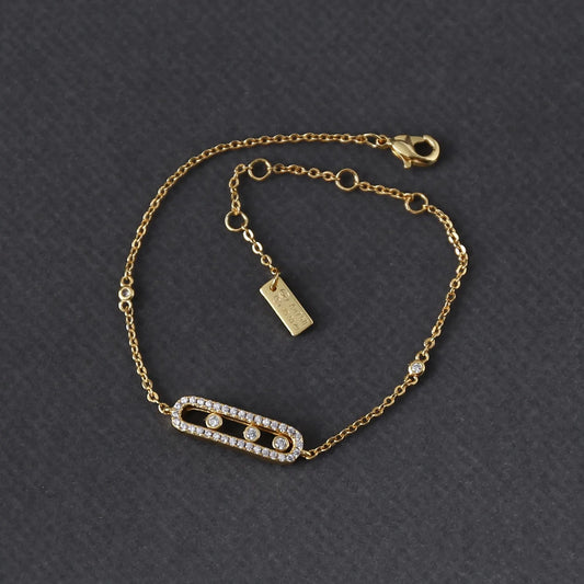 Fashionable Pave Move Bracelet, Classic Pave Charm Bracelet, Minimalist bracelet for women, Birthday Gift