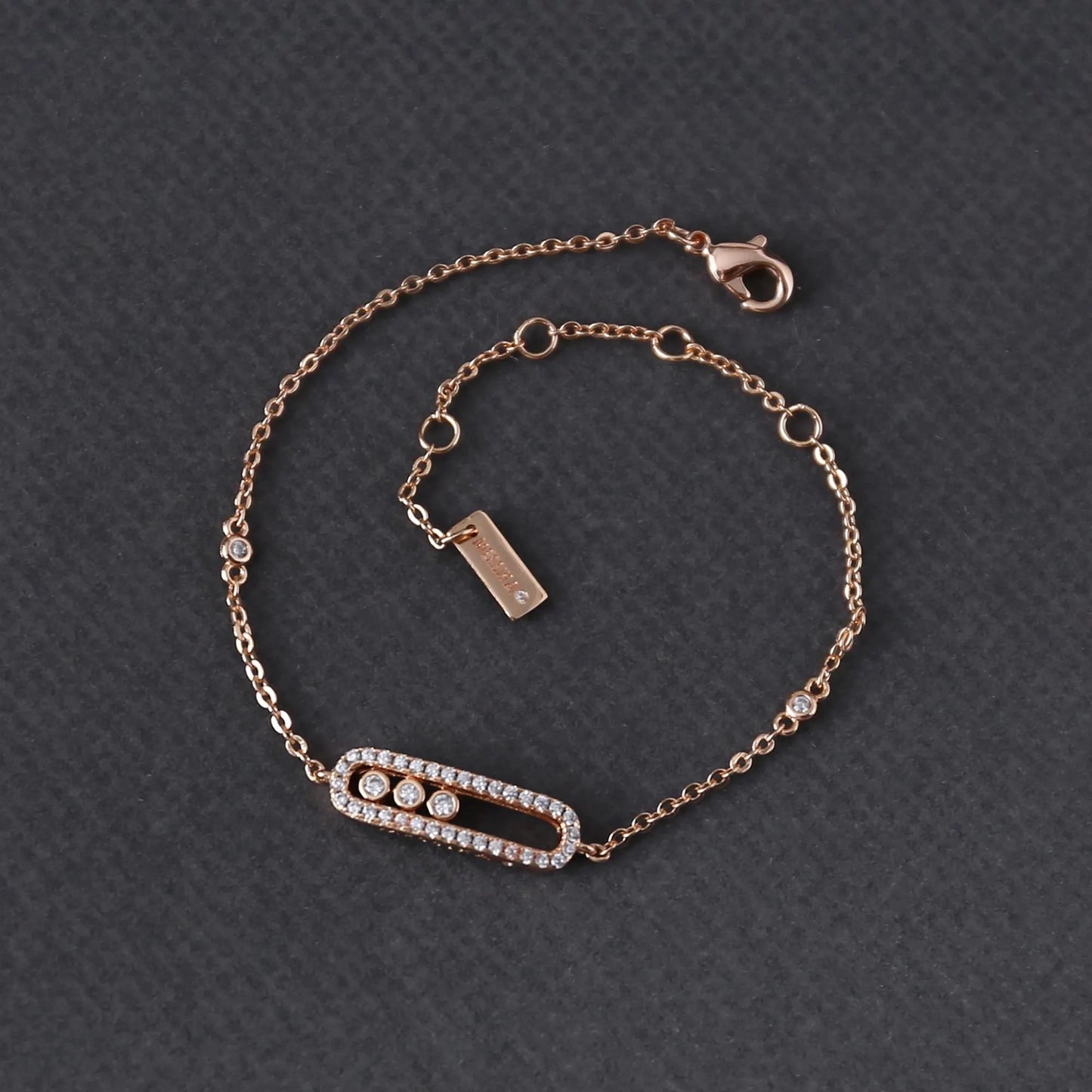 Fashionable Pave Move Bracelet, Classic Pave Charm Bracelet, Minimalist bracelet for women, Birthday Gift