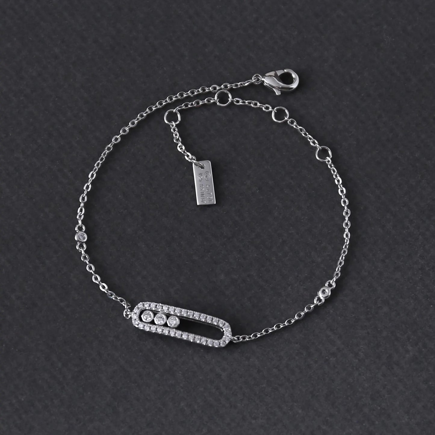 Fashionable Pave Move Bracelet, Classic Pave Charm Bracelet, Minimalist bracelet for women, Birthday Gift