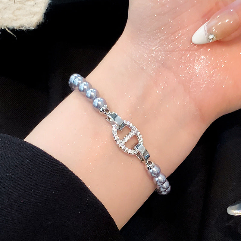 Pig Nose Diamond Clasp Pearl Bracelet for Women Gifts