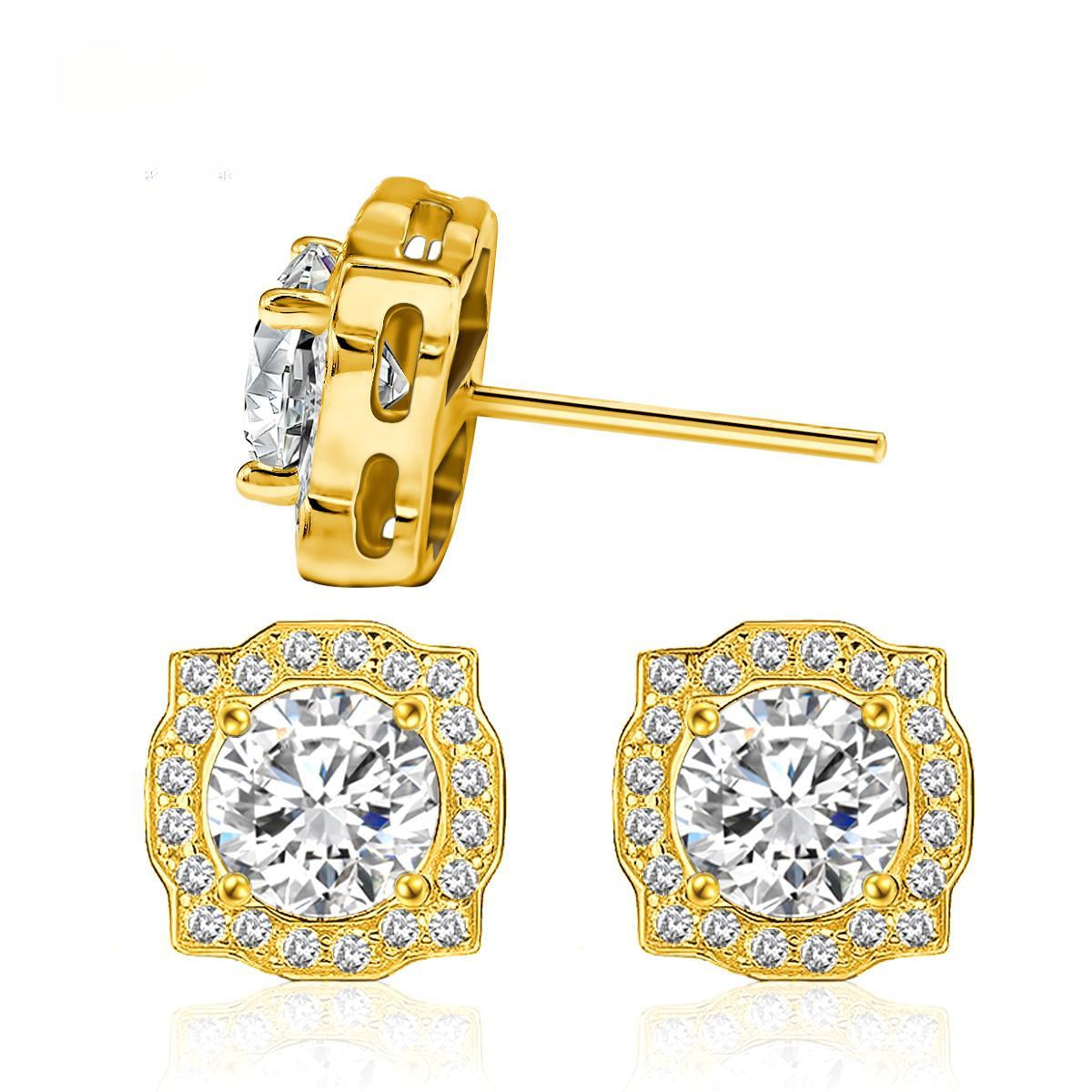 S925 Round Synthetic Moissanite Luxury Stud Earrings Valentine's Day Gift For Men Women