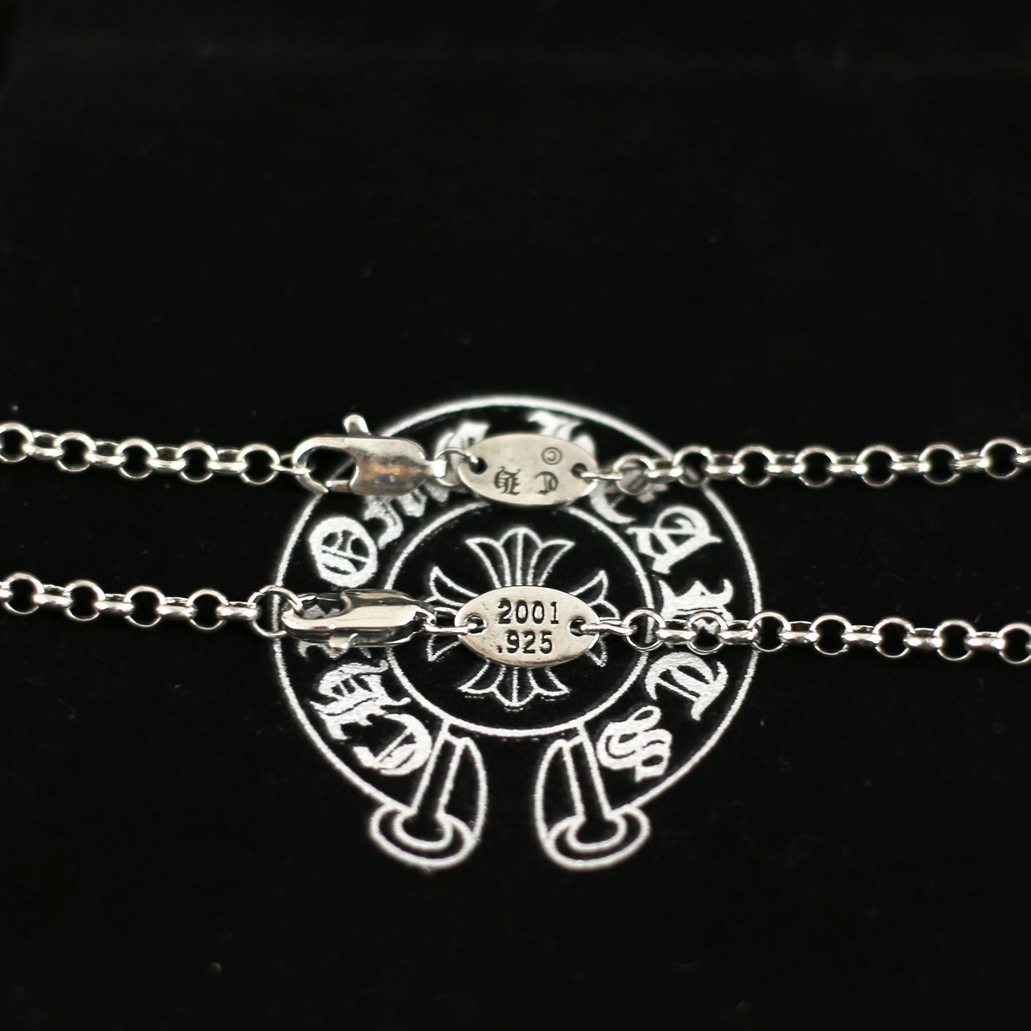CH In Box 925 Silver Twin Cross Punk Necklace Chrome Choke Chain Gothic Style Y2K Pendant Jewelry Birthday Gift