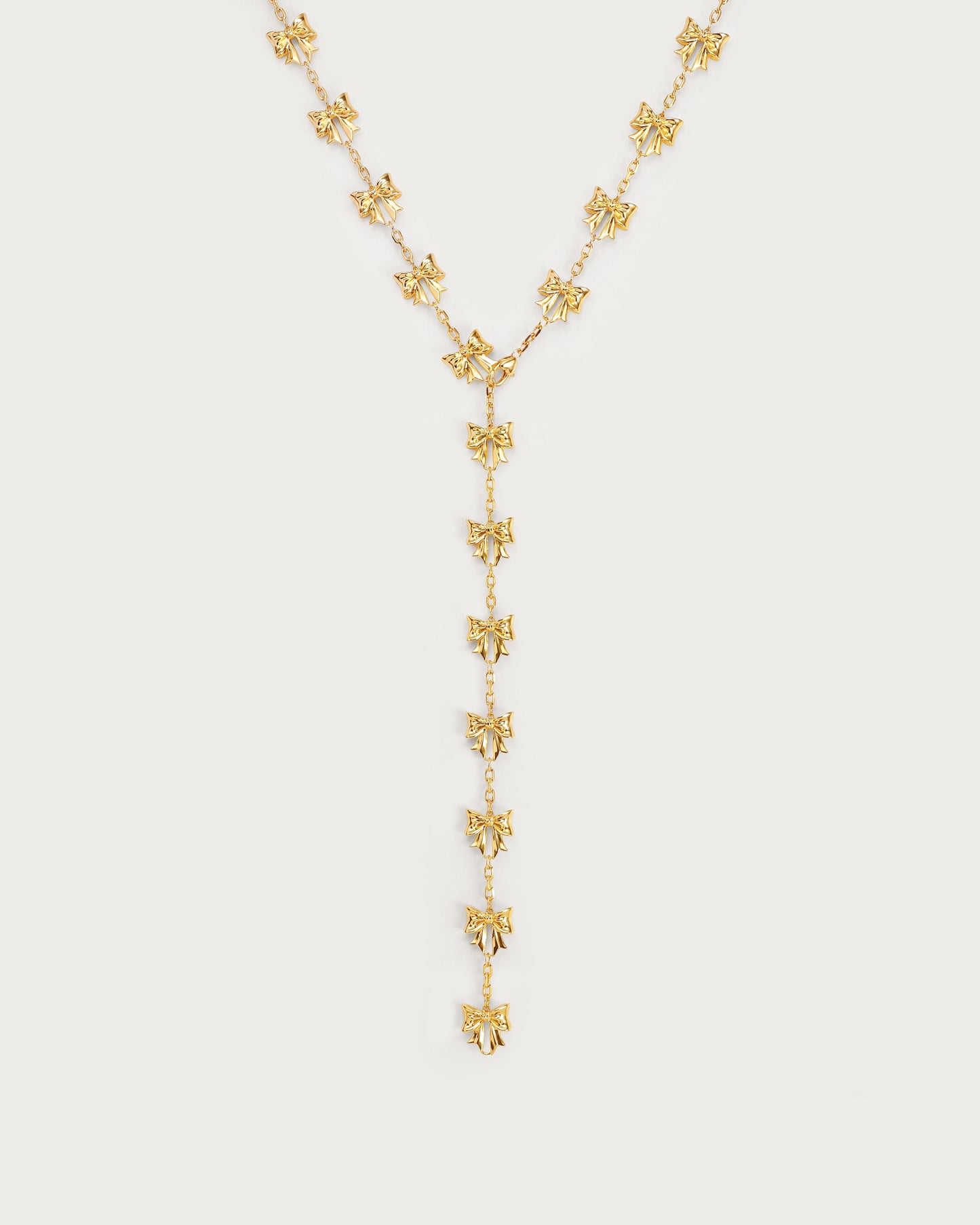 Bow Lariat Long Necklace in Gold