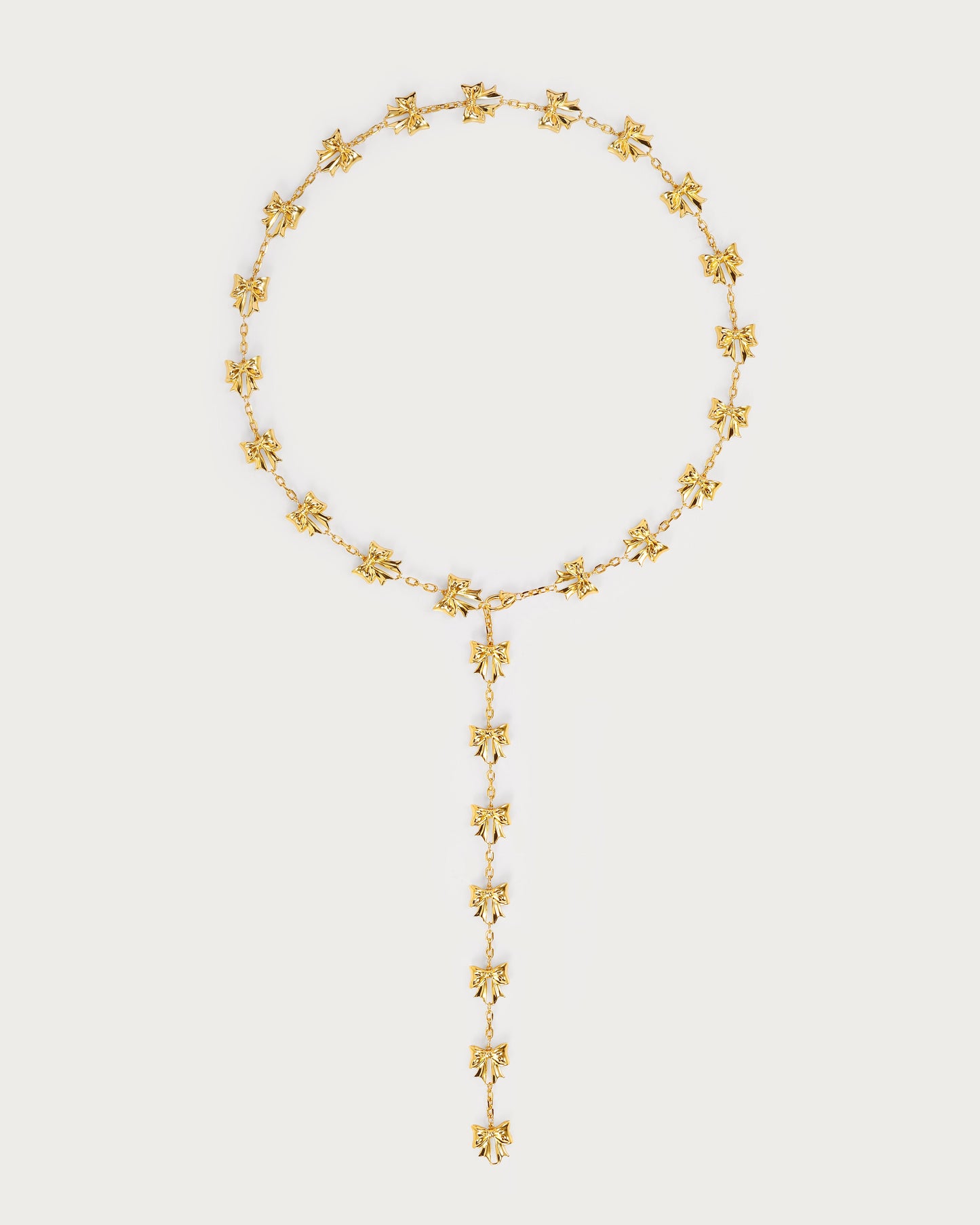 Bow Lariat Long Necklace in Gold